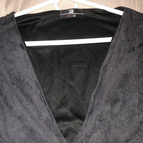 Grey Lux La Suede Deep V neckline bodysuit - similar style to House of CB - Picture 3 of 4